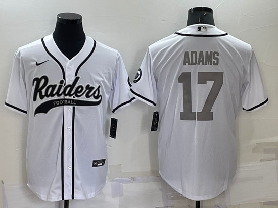 Men's Las Vegas Raiders #17 Davante Adams White Gray Cool Base Stitched Baseball Jersey